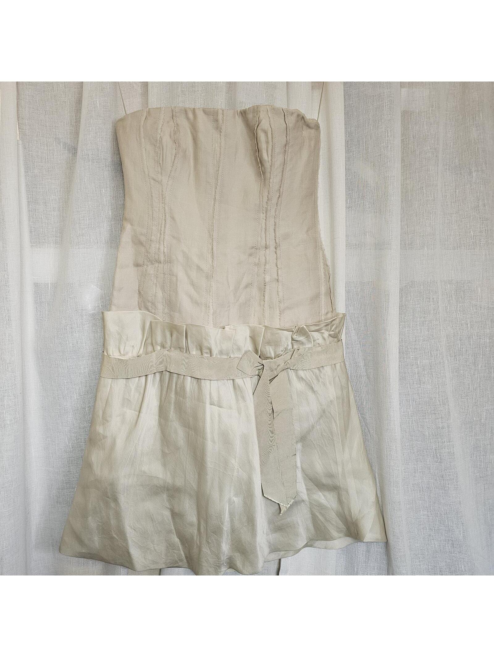 J. Mendel Paris Strapless Beige Silk Dress Size 6